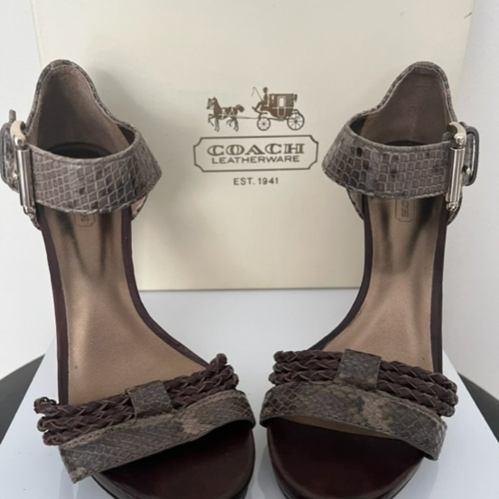 Coach Size 7.5 Python Vegan Leather Color Olive C… - image 1